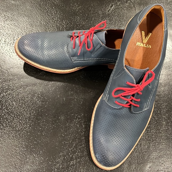 V Italia Men’s Blue Perforated Leather Lace Up Shoes Size 44 - Picture 12 of 12